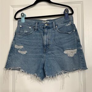 Madewell High-Rise Distressed The Momjean Short in Lansdale Wash Size 29